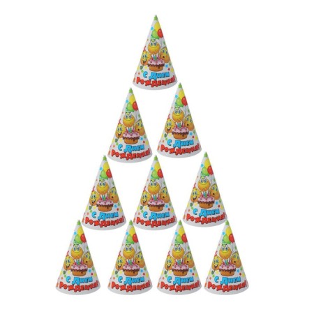 Festive paper cap “Happy Birthday”, emoticons and stars-5