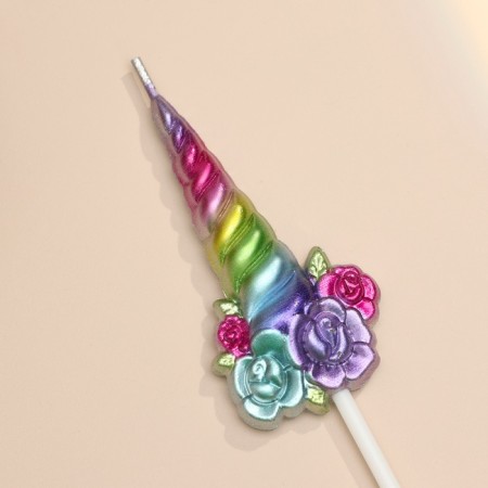 Set of candles for the cake, 3 pcs "Magic Unicorn", multi -colored-2