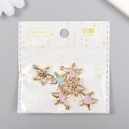 Decor for creativity metal, enamel "heart in the star" MIX 1.7x2.1 cm-3