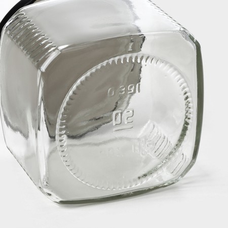 A set of glass cans with a black lid and label, TO-82, 0.39 L, 6 pcs-6