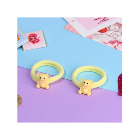 Hair gum "Little Joy", set 2 pcs., Bear, 3.5 cm, yellow-1