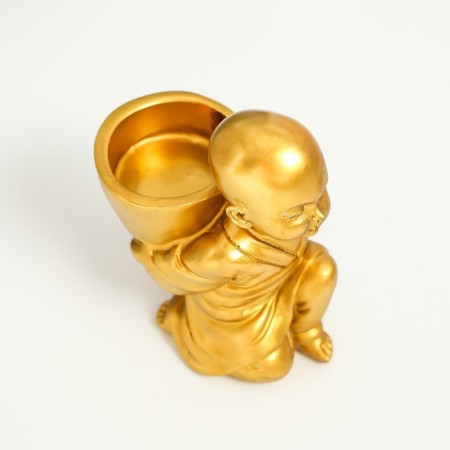 Souvenir Polystone candlestick for 1 candle "Little Buddha" 7.5x5x10 cm-4
