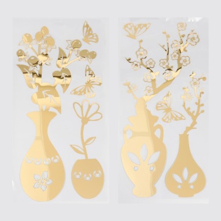 Interior mirror sticker "Vases with flowers" mix 31.5x62 cm-3