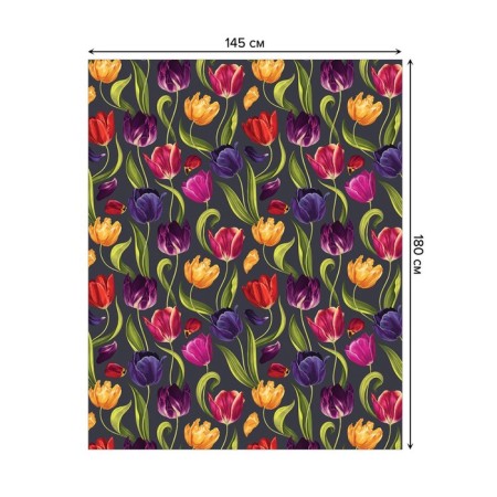 The tablecloth on the table "Multi -colored tulips", rectangular, Saten, size 145x180 cm-1
