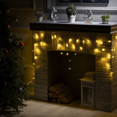 Garland "fringe" 1.8 x 0.5 m, IP20, dark thread, 48 LED, warm white glow, 8 modes, 220 V