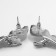 Earrings with rhinestones "bows" wings, white color in silver