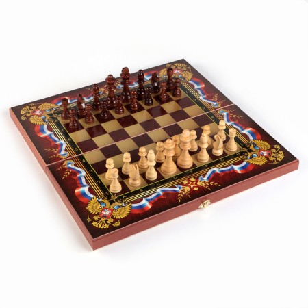 Board game 3 in 1 "Patriot": chess, checkers, backgammon, wooden, large, 50 x 50 cm-1