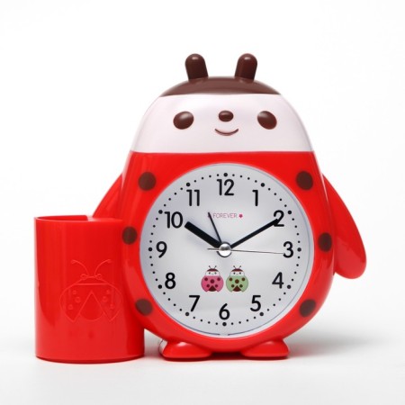 Clock - organizer with an alarm clock "God's cow", discrete move, D -8 cm, 15 x 13.4 cm, aa