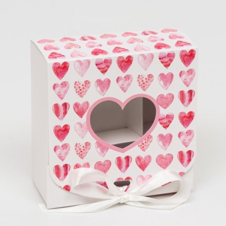 Gift box team with the window "heart", 11.5 x 11.5 x 5 cm