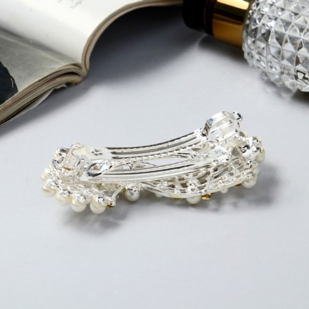 Hair hair clip "Helayed" wave, 9 cm, silver-white-1