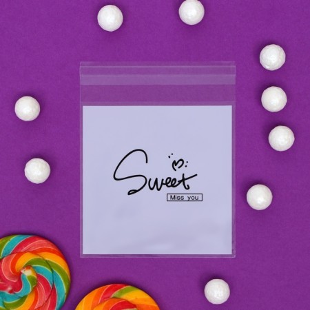 BOPP package with sticky tape, “wishes”, 10*10+3cm-3