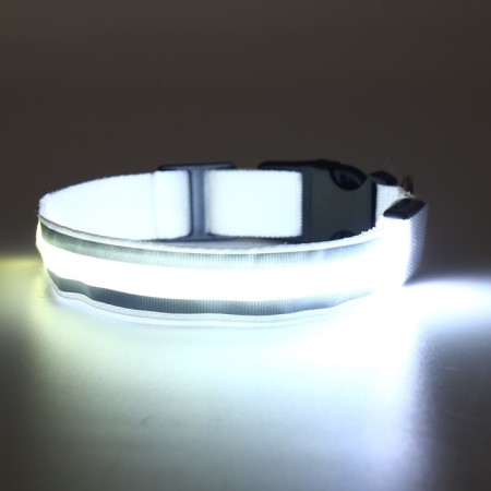 Collar with backlight double strip size XL, Osh 52-60 x 2.5 cm, 3 glow modes White-11