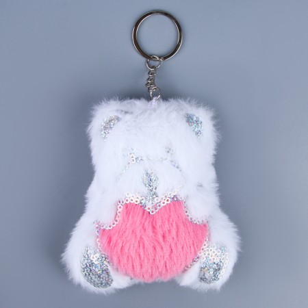 Soft toy "Bear" with a heart, on a key fob, 11 cm-3
