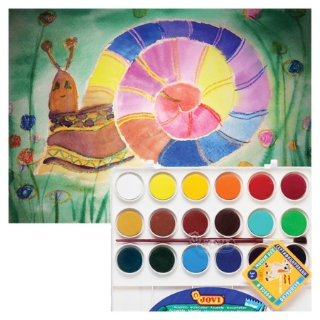 Dry watercolor jovi, 18 colors, d = 20 mm, with a brush-7