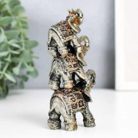 Polystone souvenir "Three Oleking Piramide Popon with ornament" 12x7.5x3.2 cm-2