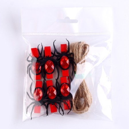 Set of decorative clothespins "Spiders" 6 pcs., Reds-5