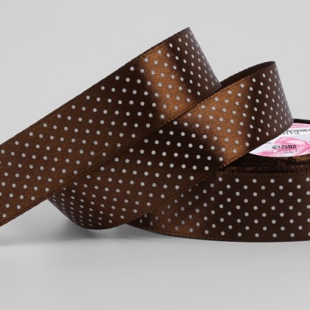 Satin ribbon "Golshek", 25 mm × 23 ± 1 m, brown color No. 032