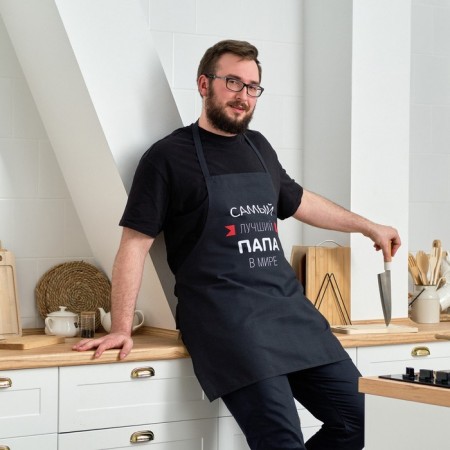 Apron Ethel "The Best Dad" 73x71 cm, 100% cotton, reps 210 g/m2-2