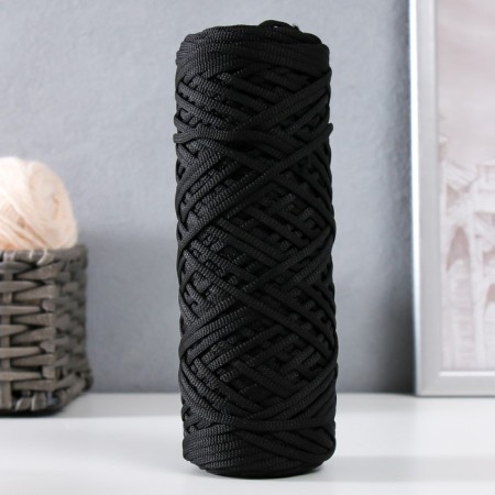 Knitting cord 100% polyester, width 3 mm 100m (black)-4