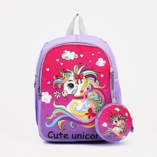 Baby backpack on a zipper, with a wallet, lilac color