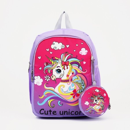 Baby backpack on a zipper, with a wallet, lilac color
