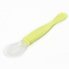 Spoon for children silicone for feeding, green color