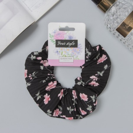 Hair elastic band "Orbit" Flowers, 12 cm, black