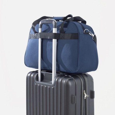 Road bag on lightning, 2 outer pockets, a suitcase holder, a long belt, the color is blue-3