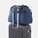 Road bag on lightning, 2 outer pockets, a suitcase holder, a long belt, the color is blue