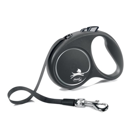 Roulette Flexi Black Design S (up to 15 kg) 5 m tape, black/silver