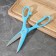 A set of kitchen knives on a stand, 6 objects: 5 knives 8.5 cm, 12 cm, 12 cm, 19.7 cm, 19 cm, scissors, blue color