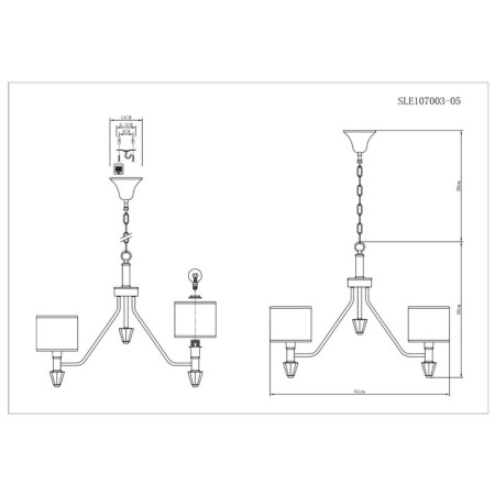 Suspended EVOLUCE lamp. Sle107003-05. VILEDE. 5x40 watts, E14, 61x61x46 cm, golden color-12