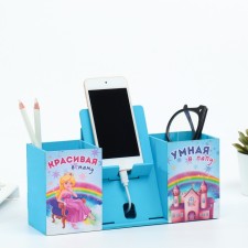 Organizer for the office with a stand for the phone 