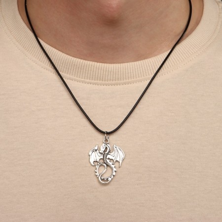 Unisex "Dragon", color black silver on a black lace, 40 cm-2