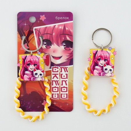 Key keychain Children's cord "Happy" 15 x 6 cm-1