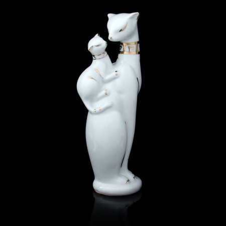 Souvenir Ceramics "Egyptian cat with a kitten, white" 23x8x5.5 cm