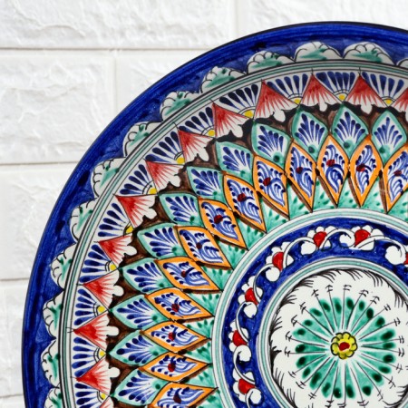 Largan Rishtan ceramics "Patterns", 33 cm, deep, blue-3