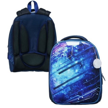 School frame backpack, 37 x 28 x 19 cm, calligrata to "cool cosmos", blue-5