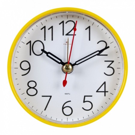 Clock - alarm clock "Classics", discrete move, 8 x 8 cm, yellow