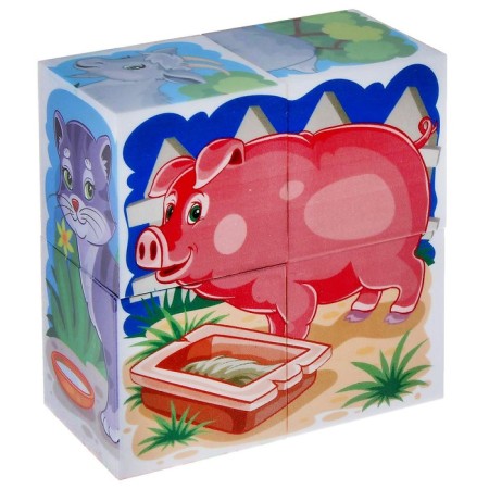 Cubes "Pets", 4 pieces, in a box-5
