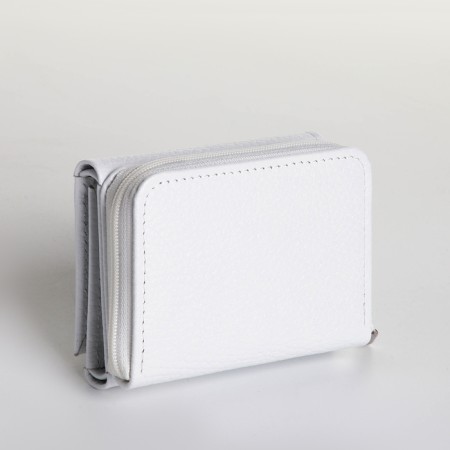 Women's wallet on the button, white color-1