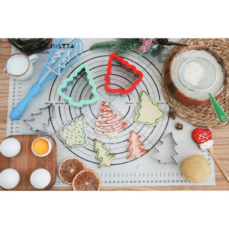 Form for cutting the cookies New Year's share "Christmas tree", 6.5 × 8 × 1.5 cm, silver color-4