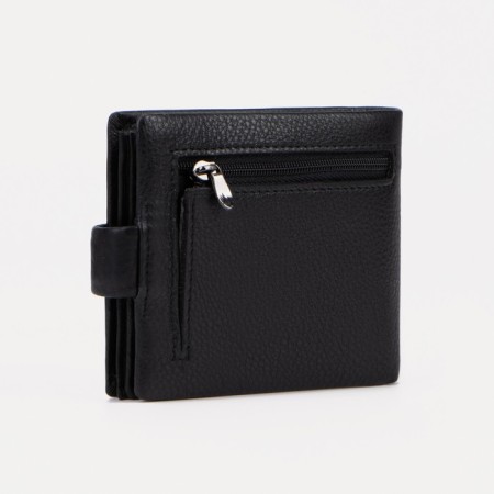 Male purse on a button, for bills, for cards, for coins, black color-1