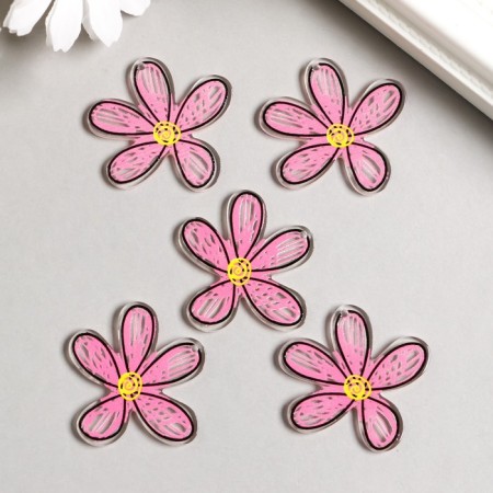 Decor for the work of acrylic "Children's drawing. Transparent flower" 3.5x3.5 cm-1