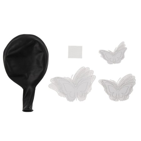 Latex ball 18 "White butterflies", black, with stickers-2