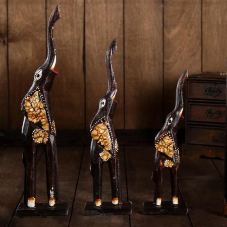 Souvenir tree (set 3 pcs) "Elephants trunks up stars on the ears" 35x24x5 cm mix-12
