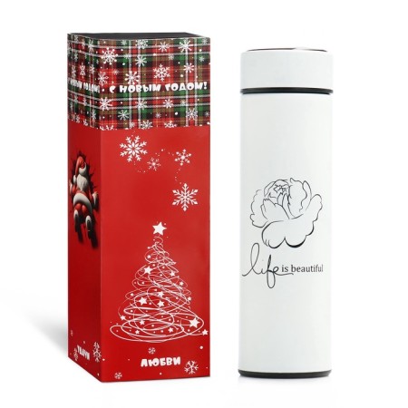 Thermos, 500 ml, Basic "Life is beautiful", with a strainer, with a temperature sensor, retains heat 8 hours-6