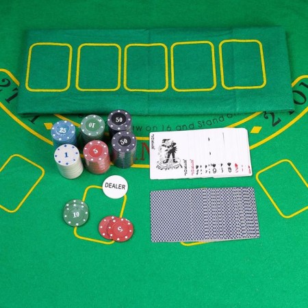 Poker, set for the game (maps 2 decks, chips 120 pcs.), With a face value, 40 x 60 cm-1