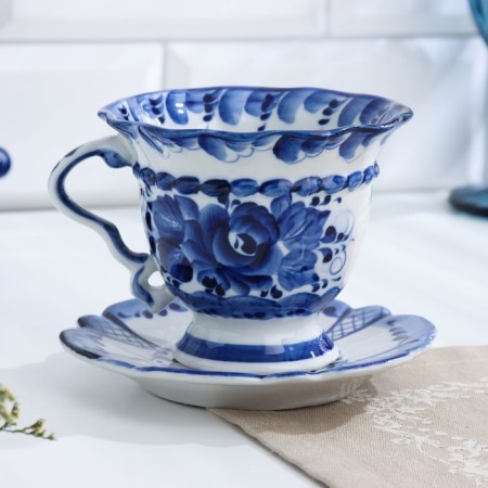Tea couple "rope", 250 ml, gzhel-1