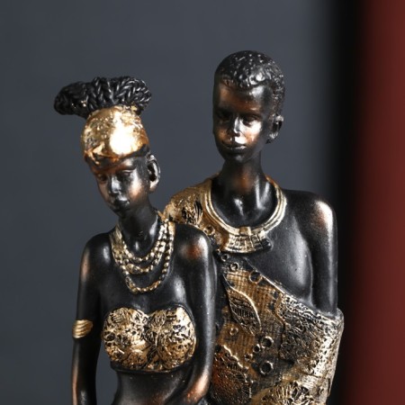 Souvenir Polystone "African Family" outfit with elephants 30.5x6.5x11 cm-3